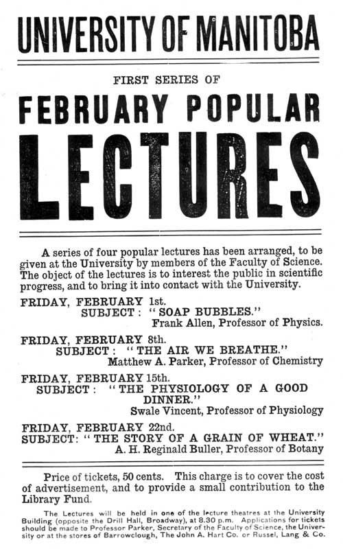 Original poster for the 1907 public lectures on science.