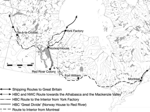 Fur trade transportation routes of the Hudson's Bay Company