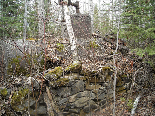 Remains of a boiler at the Moosehorn mine site, 2009