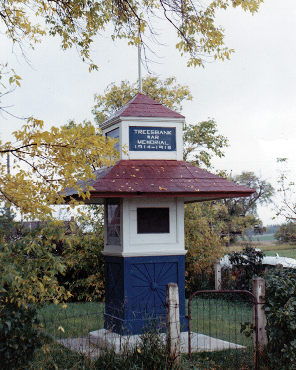 A war shrine at Treesbank, seen in this September 1968 photo, has since been replaced by a stone cairn.