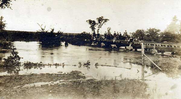 Postcard view of bridge over Cheval Creek, Morden [now Dead Horse Creek]