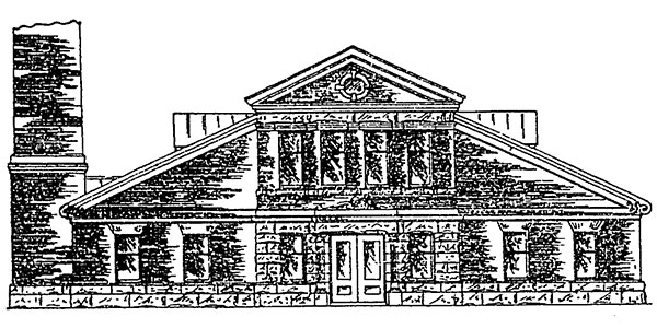 Architectural drawing of powerhouse and mechanical workshop building