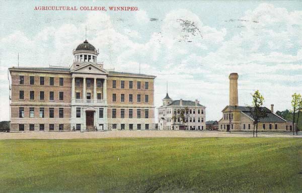 Postcard view of the former Manitoba Agricultural College buildings