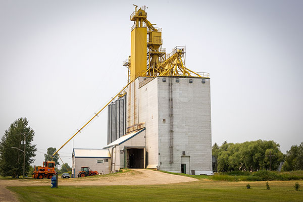 Aerial view of the former Manitoba Pool grain elevator at Alexander