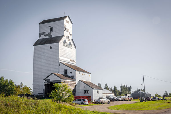 The former Manitoba Pool grain elevator at Angusville