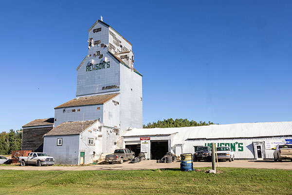 The former Manitoba Pool grain elevator at Angusville