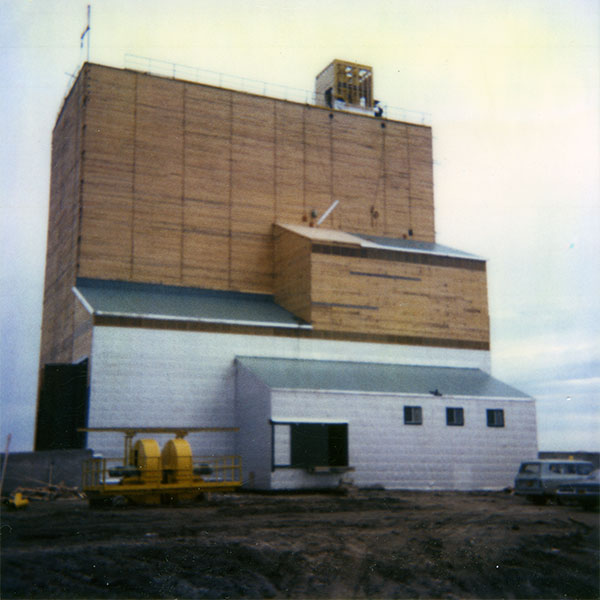 Manitoba Pool grain elevator D under construction at Arborg