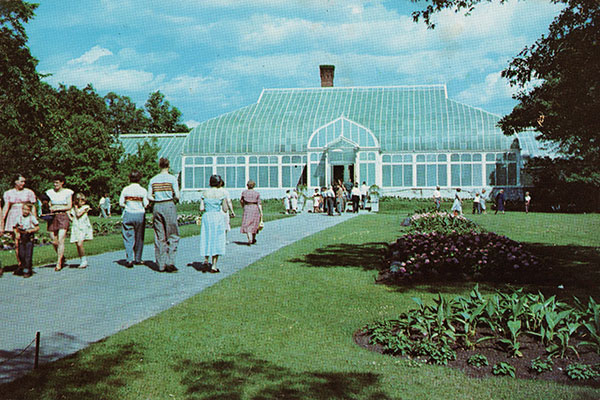 Postcard view of the original Palm House in Assiniboine Park