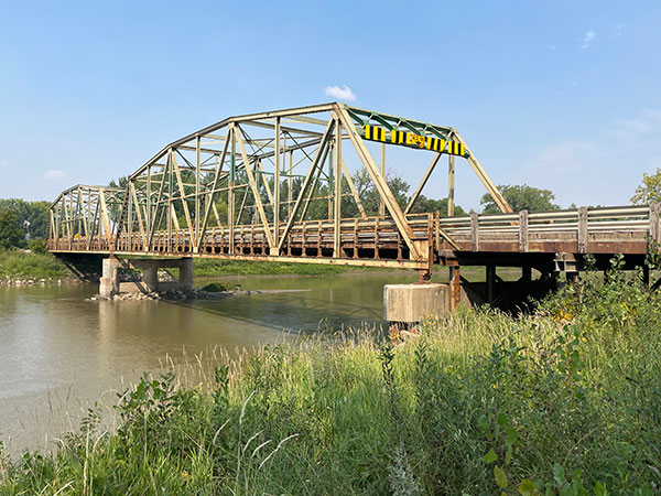 Steel through truss bridge over the Assiniboine River at Baie St. Paul