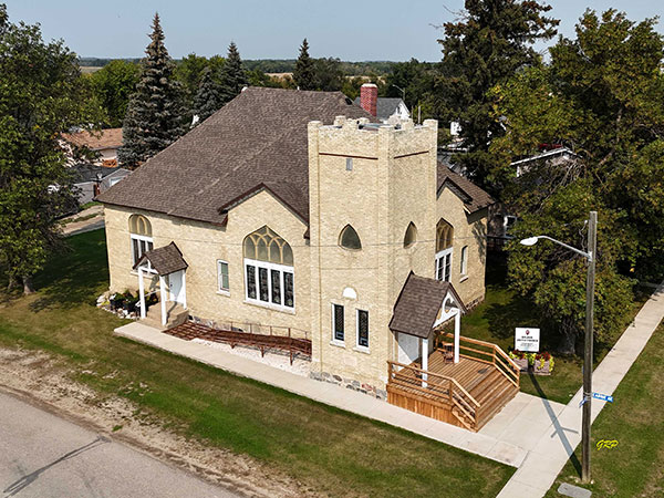 Aerial view of Baldur United Church