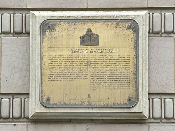 Heaps commemorative plaque on Bank of Nova Scotia Building