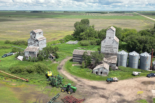 Barnsley grain elevators with the Manitoba Pool elevator on the right