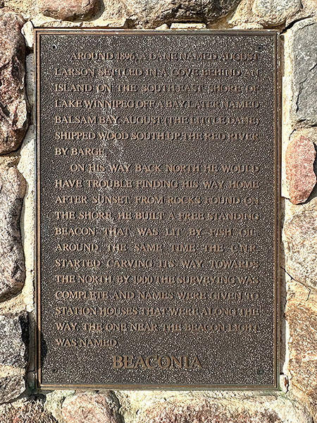 Plaque on the Beaconia Cairn