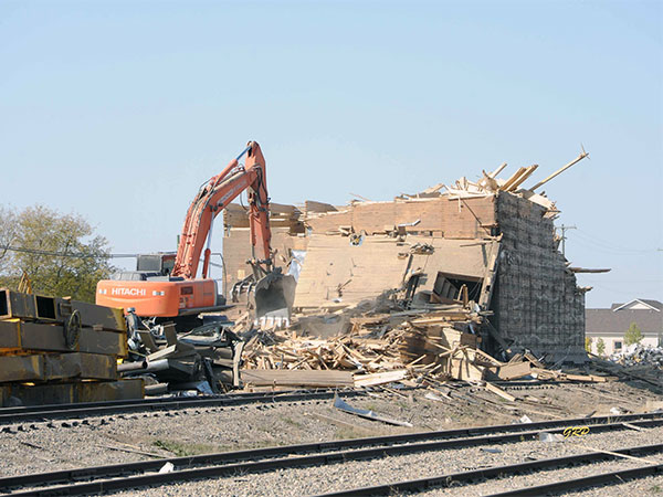 The former Manitoba Pool "A" elevator at Beausejour being demolished