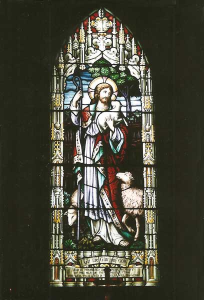 Commemorative stained glass window in the Belmont Christ Church