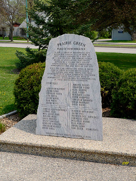 Mennonite pioneer commemorative monument in the Bethel Heritage Park
