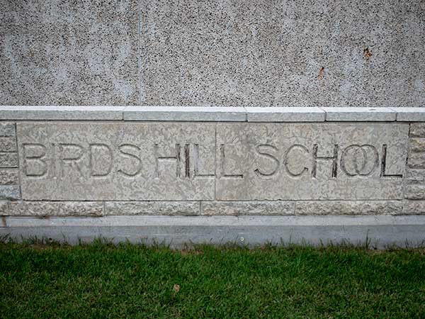 Name stone for Birds Hills School, on display at the present school