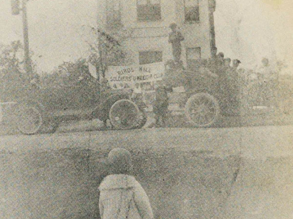 Birds Hill Soldiers Uneeda Club in front of East St. Paul School during the First World War