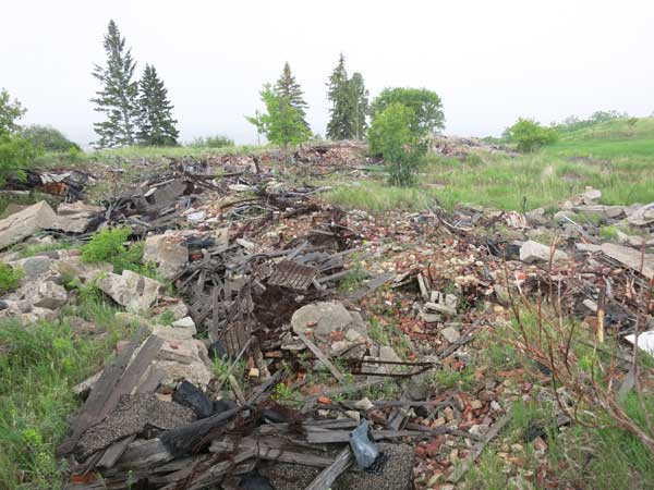 Rubble from the former Brandon Indian Residential School