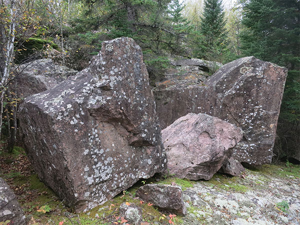 Abandoned blocks of granite at the Brookeville quarry