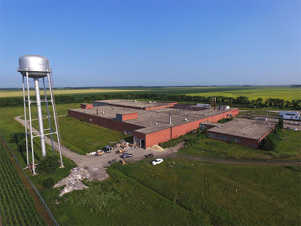 Aerial view of the former Campbell Soup plant at Portage la Prairie