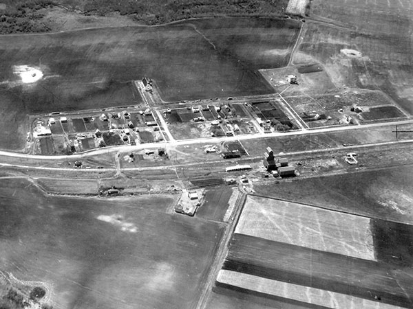 Aerial view of the grain elevator at Cardinal