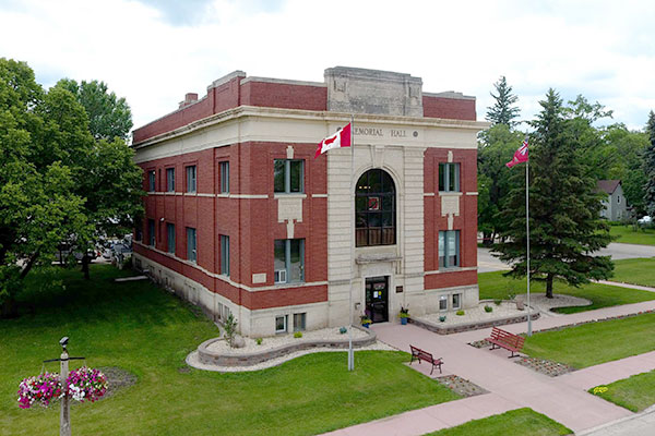 Aerial view of the Carman Memorial Hall