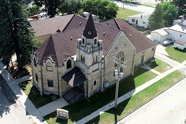 Aerial view of Carman United Church