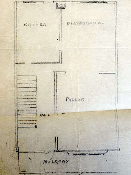 Architectural plan for the first floor of the Carr House