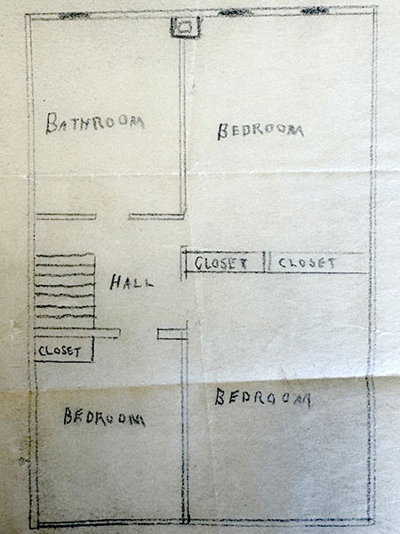 Architectural plan for the second floor of the Carr House