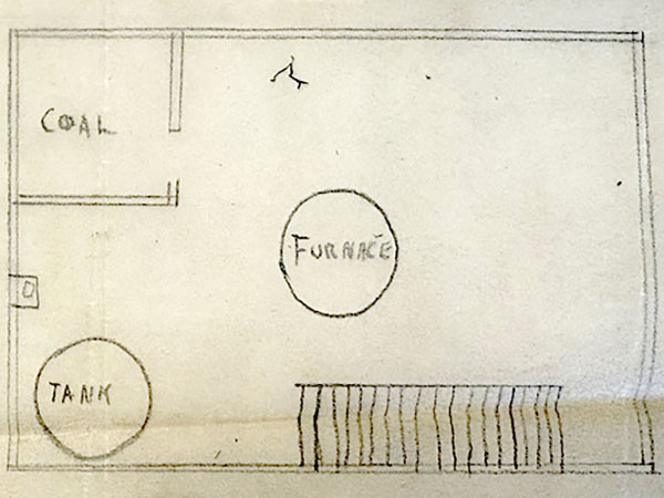 Architectural plan for the basement of the Carr House
