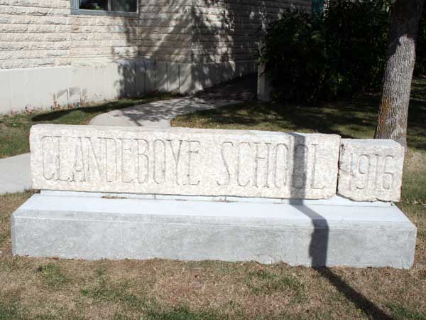 Clandeboye School cornerstone at William S. Patterson School