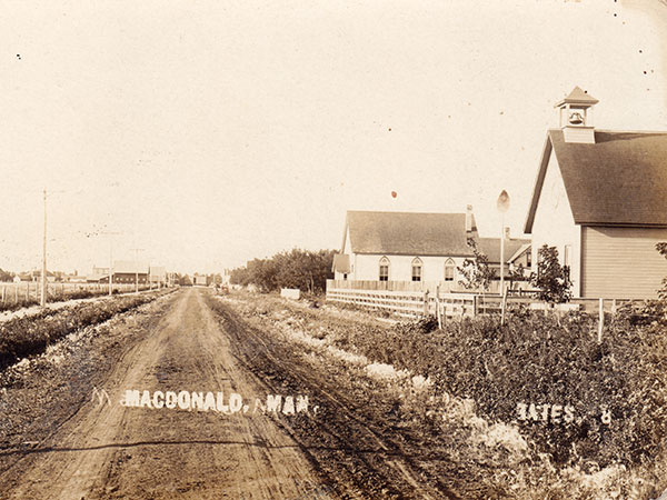 View of the village of Macdonald and Connor School at right