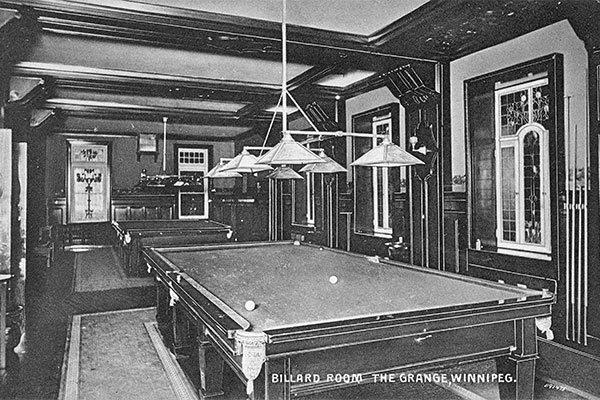 Postcard view of billiard room in the Cox House
