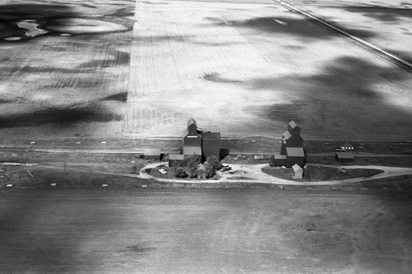 Aerial view of the grain elevators at Cranmer