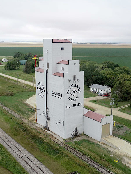 Aerial view of the Paterson grain elevator at Culross