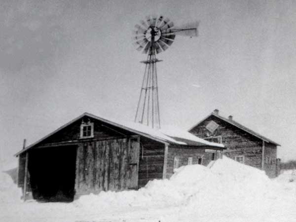 De Graaf Barn and Windmill, portion of which are now on display at the Manitoba Museum