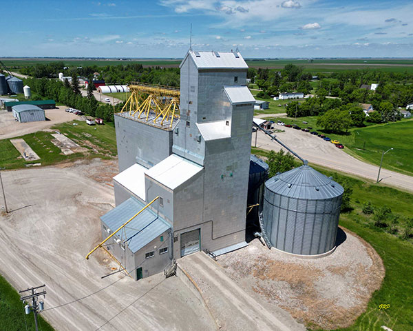 Aerial view of the former Agricore United grain elevator at Elgin