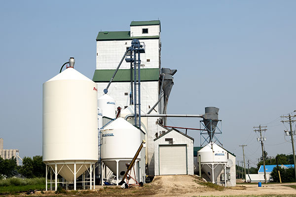 Aerial view of the former Manitoba Pool Grain Elevator at Elm Creek