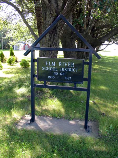 Elm River School commemorative sign