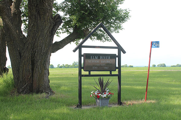 Elm River School commemorative sign