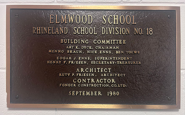 Elmwood School plaque