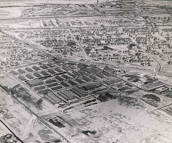 Aerial view of Equipment Depot No. 2 / Equipment Depot No. 7 / Carpiquet Barracks