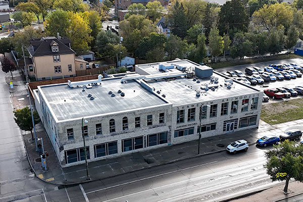 Aerial view of the former Euclid Block