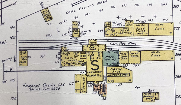 Fire insurance map showing Federal grain elevator