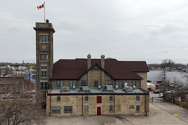 Aerial view of the Fire Fighters Museum of Winnipeg