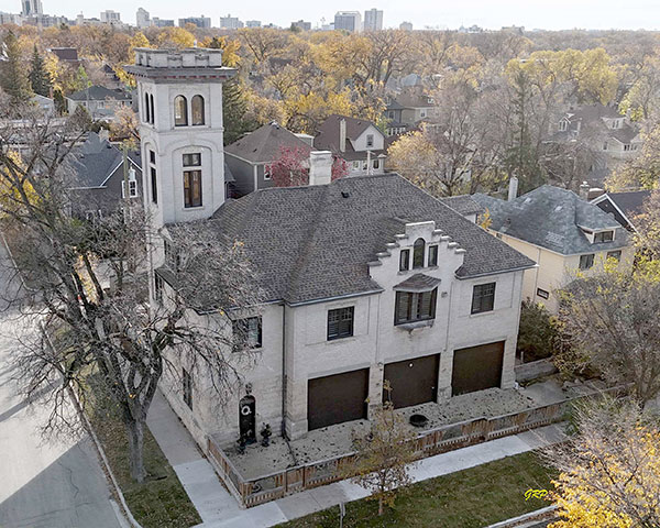 Aerial view of the former Fire Hall No. 14