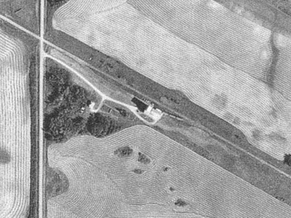 Aerial view of the grain elevator at Floors