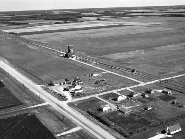 Aerial view of the grain elevator at Glass
