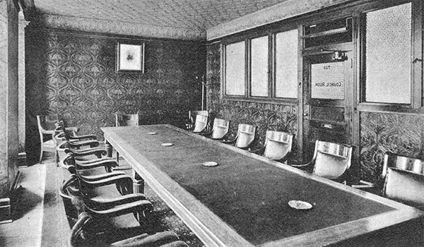 Postcard view of Council Room in Grain Exchange Building